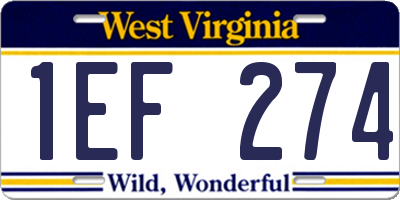 WV license plate 1EF274
