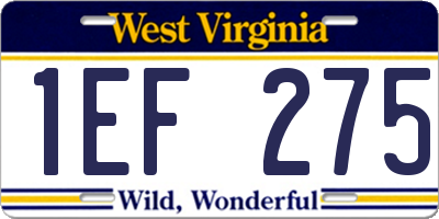 WV license plate 1EF275
