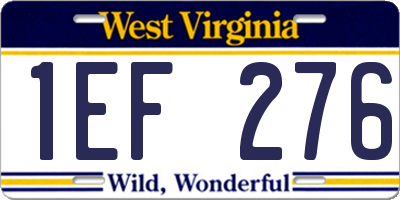 WV license plate 1EF276