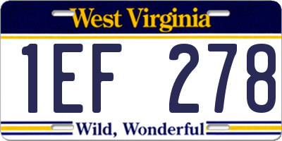 WV license plate 1EF278
