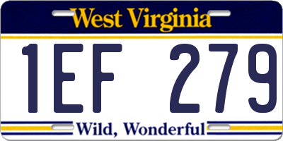 WV license plate 1EF279