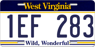 WV license plate 1EF283