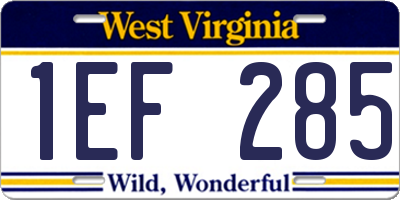 WV license plate 1EF285