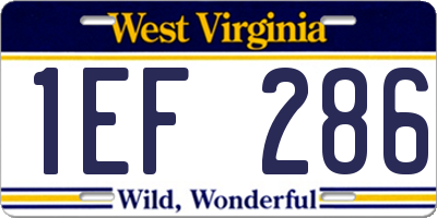 WV license plate 1EF286