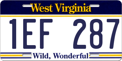 WV license plate 1EF287