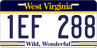 WV license plate 1EF288