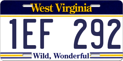 WV license plate 1EF292