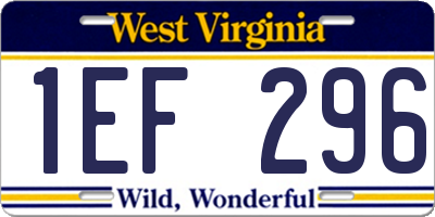 WV license plate 1EF296
