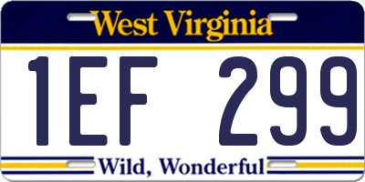 WV license plate 1EF299