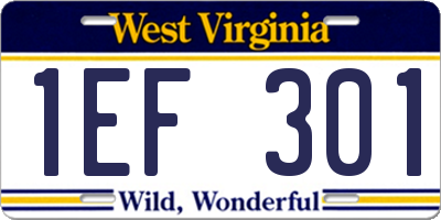 WV license plate 1EF301