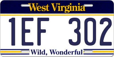 WV license plate 1EF302