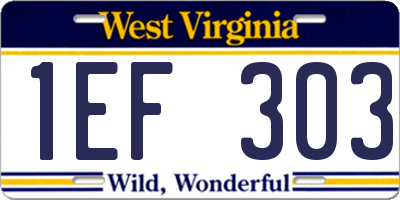 WV license plate 1EF303