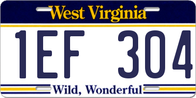 WV license plate 1EF304
