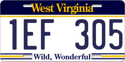 WV license plate 1EF305