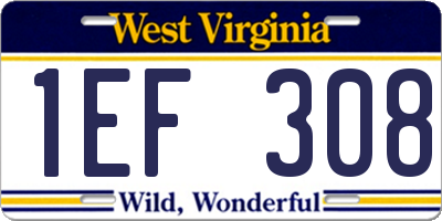WV license plate 1EF308