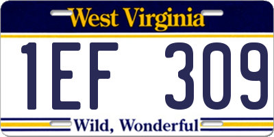 WV license plate 1EF309