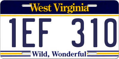 WV license plate 1EF310