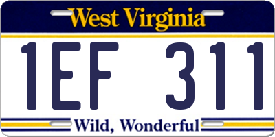 WV license plate 1EF311
