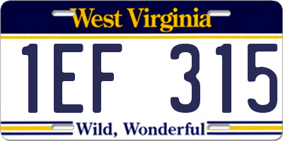 WV license plate 1EF315