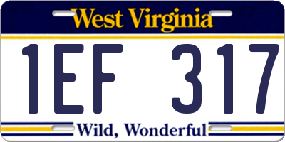 WV license plate 1EF317