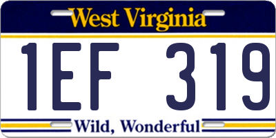 WV license plate 1EF319