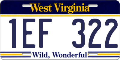 WV license plate 1EF322