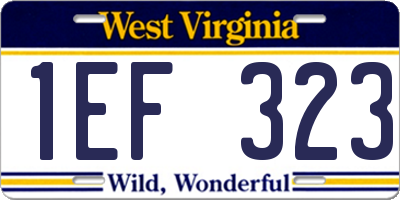 WV license plate 1EF323