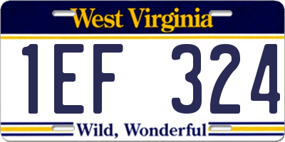 WV license plate 1EF324