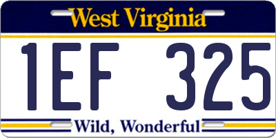 WV license plate 1EF325