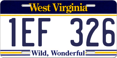 WV license plate 1EF326