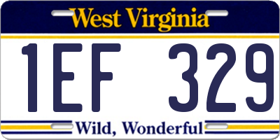 WV license plate 1EF329