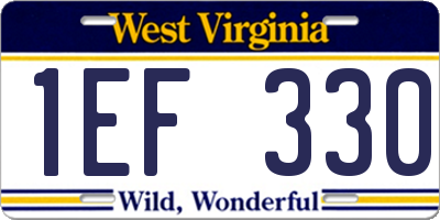 WV license plate 1EF330