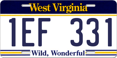 WV license plate 1EF331