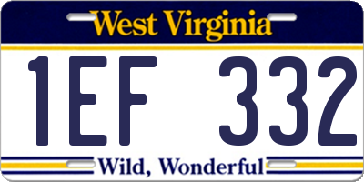 WV license plate 1EF332