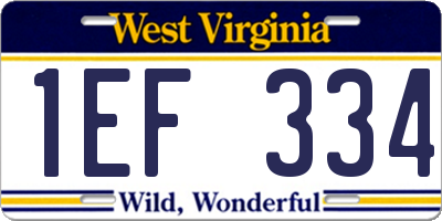 WV license plate 1EF334