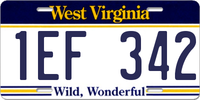 WV license plate 1EF342