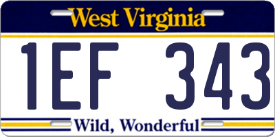 WV license plate 1EF343