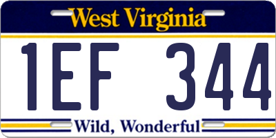 WV license plate 1EF344