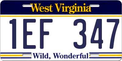 WV license plate 1EF347
