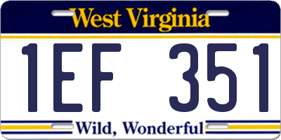 WV license plate 1EF351