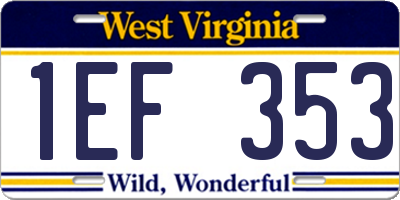 WV license plate 1EF353