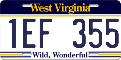 WV license plate 1EF355