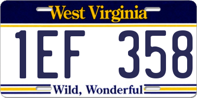 WV license plate 1EF358