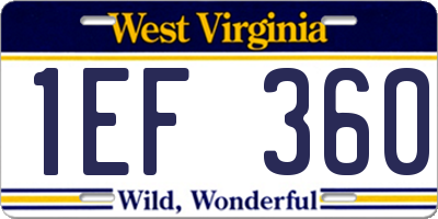 WV license plate 1EF360