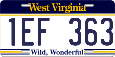 WV license plate 1EF363