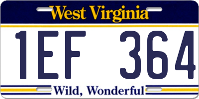WV license plate 1EF364