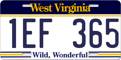 WV license plate 1EF365