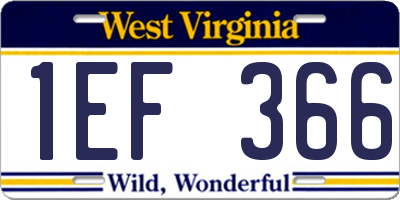 WV license plate 1EF366