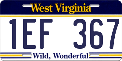 WV license plate 1EF367