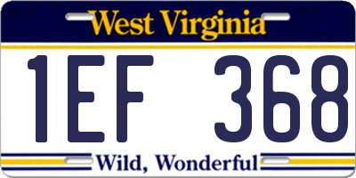 WV license plate 1EF368
